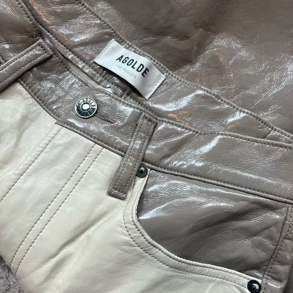 Agolde Two Tone 90s Leather Pants straight leg - Picture 14 of 15